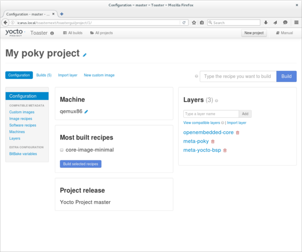 Toaster Yocto Project